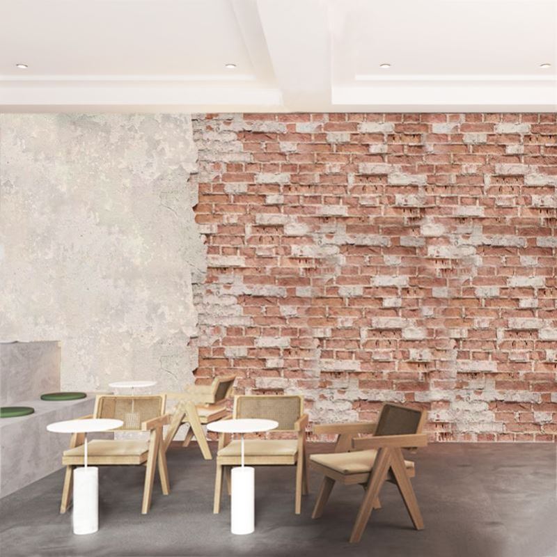 3d红砖墙背景墙纸叙利亚风格破烂水泥砖纹壁布复古工业风装饰壁纸