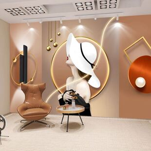 美业直播间背景墙布服装店墙贴壁纸造型图化妆品高级感美容院墙纸