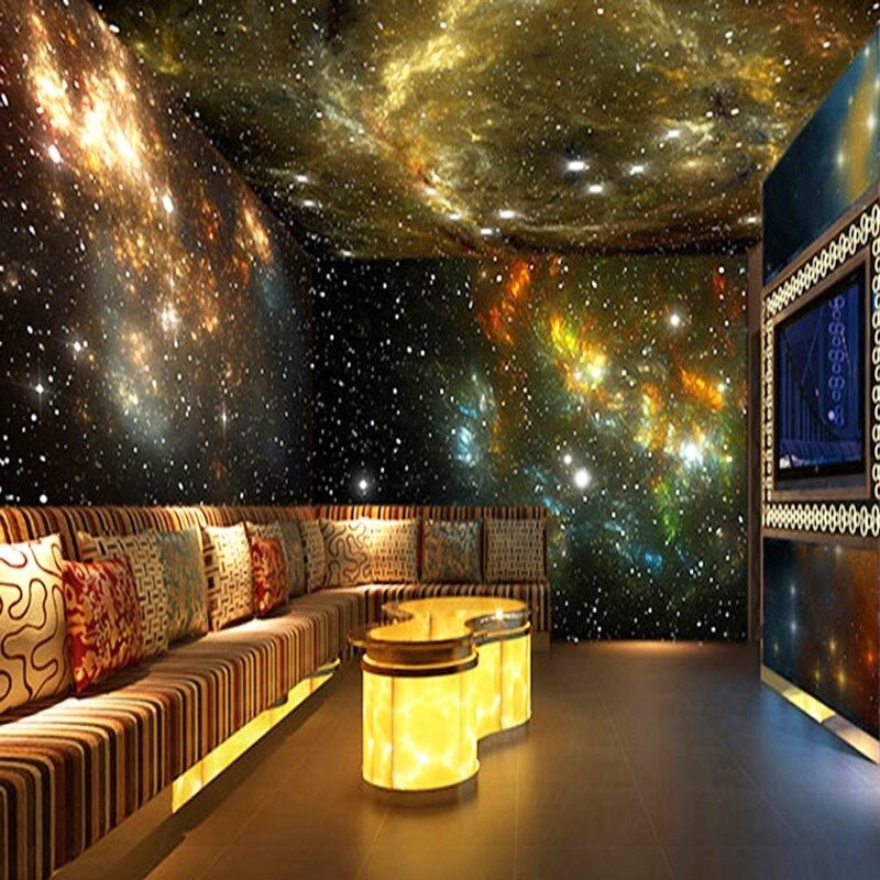 梦幻星空ktv壁纸3d立体卧室房间壁布宇宙儿童房网红直播壁纸