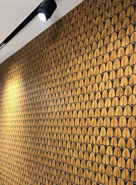 个性定制无缝墙布壁画橙色羽毛叶子北欧轻奢沙发卧室餐厅背景墙纸