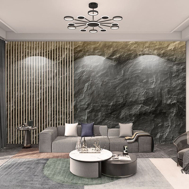 3d立体岩板墙纸浮雕岩石电视背景墙简约沙发客厅墙布卧室床头壁纸