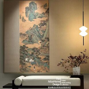中古风客厅背景墙诧寂中式壁画墙布卧室茶室宋氏美学无缝定制壁画
