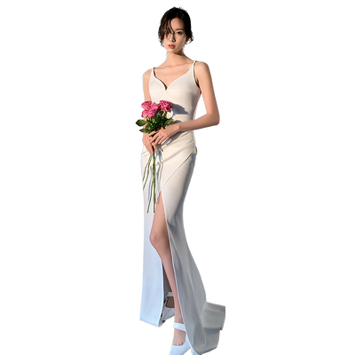 鱼尾吊带小众高端轻婚纱晚礼服