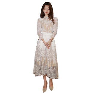 白色小晚礼服女2025新款高级感蕾丝长袖轻奢高端小众优雅平时可穿