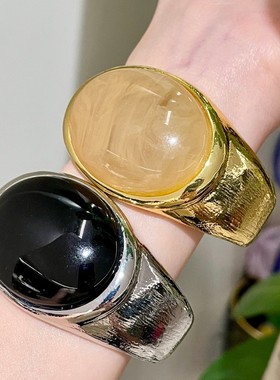 小众设计椭圆水晶手镯开口可调节手环重工百搭新中式13