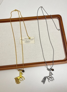 本命年小马流苏吊坠项链时尚百搭毛衣链锁骨链50