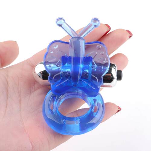 Crystal Sexy Butterfly Vibration Locking Ring Locking Constr