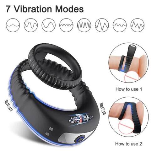 Vibrating double ring sperm locking ring egg binding male pe