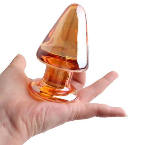 Temptation Crystal Glass Anal Plug Men's and Women's Golden