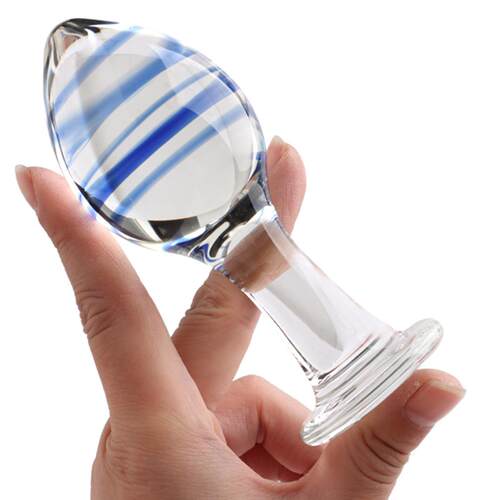 Blue Pointed Anal Plug Crystal Glass Anal Plug Dish Female M