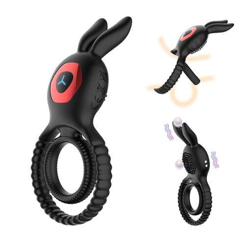 Rabbit  Frequency Vibration Double Ring Precision Lock Rin