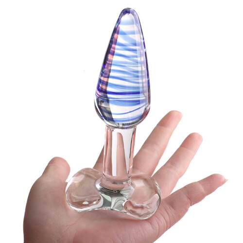 Crystal Glass Pointed Anal Plug Sex Expanders Posterior Dial
