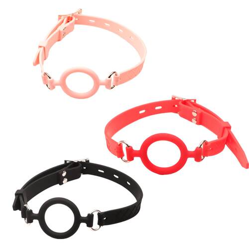 Silicone O-ring female slave training restraint flail mouth