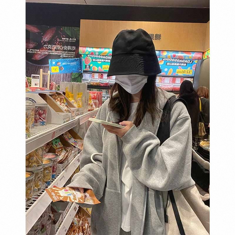 新品灰色开衫卫衣女款外套女oversize落肩春秋中长款拉链休闲运动