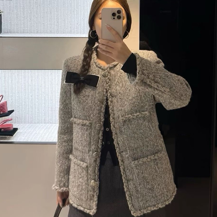 小香风棉服女2025秋季新款时尚纯色中长款单排扣加棉外套长袖上衣