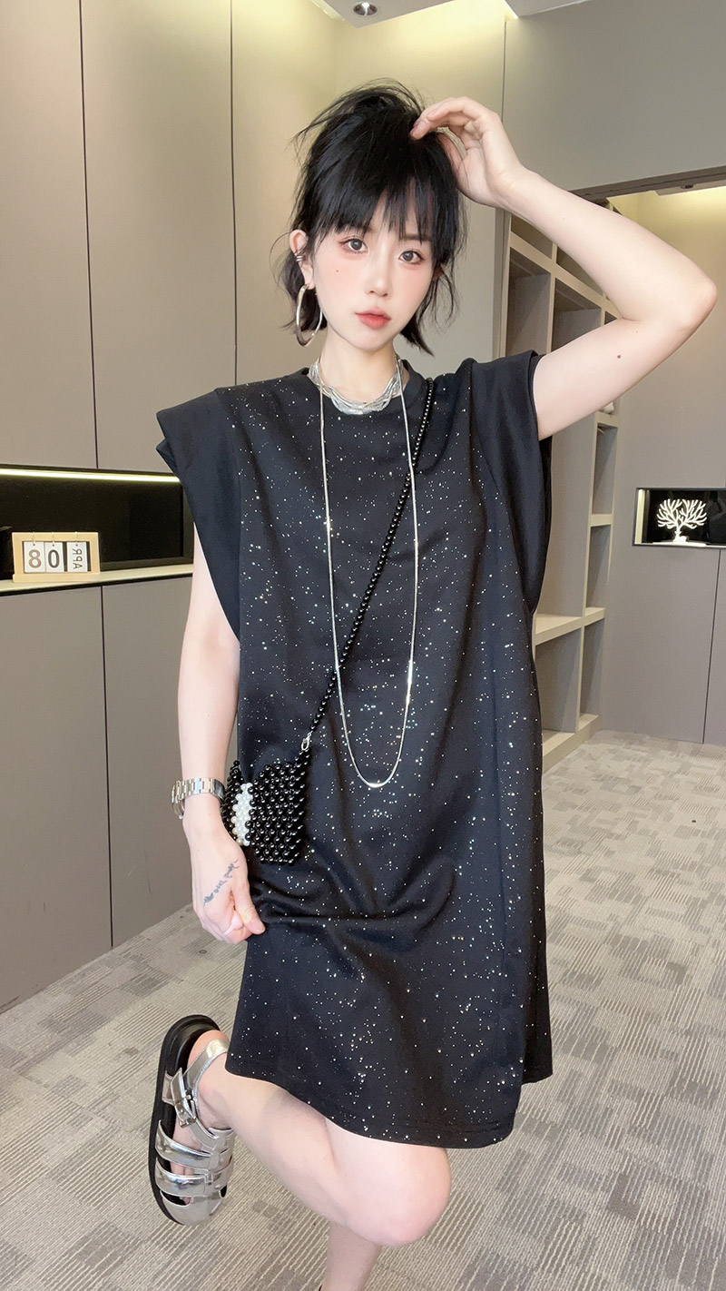 无袖连衣裙女2024夏季新满天星