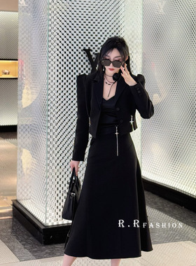RR fashion 长袖西装外套显瘦半身裙套装两件套女2025秋季新款