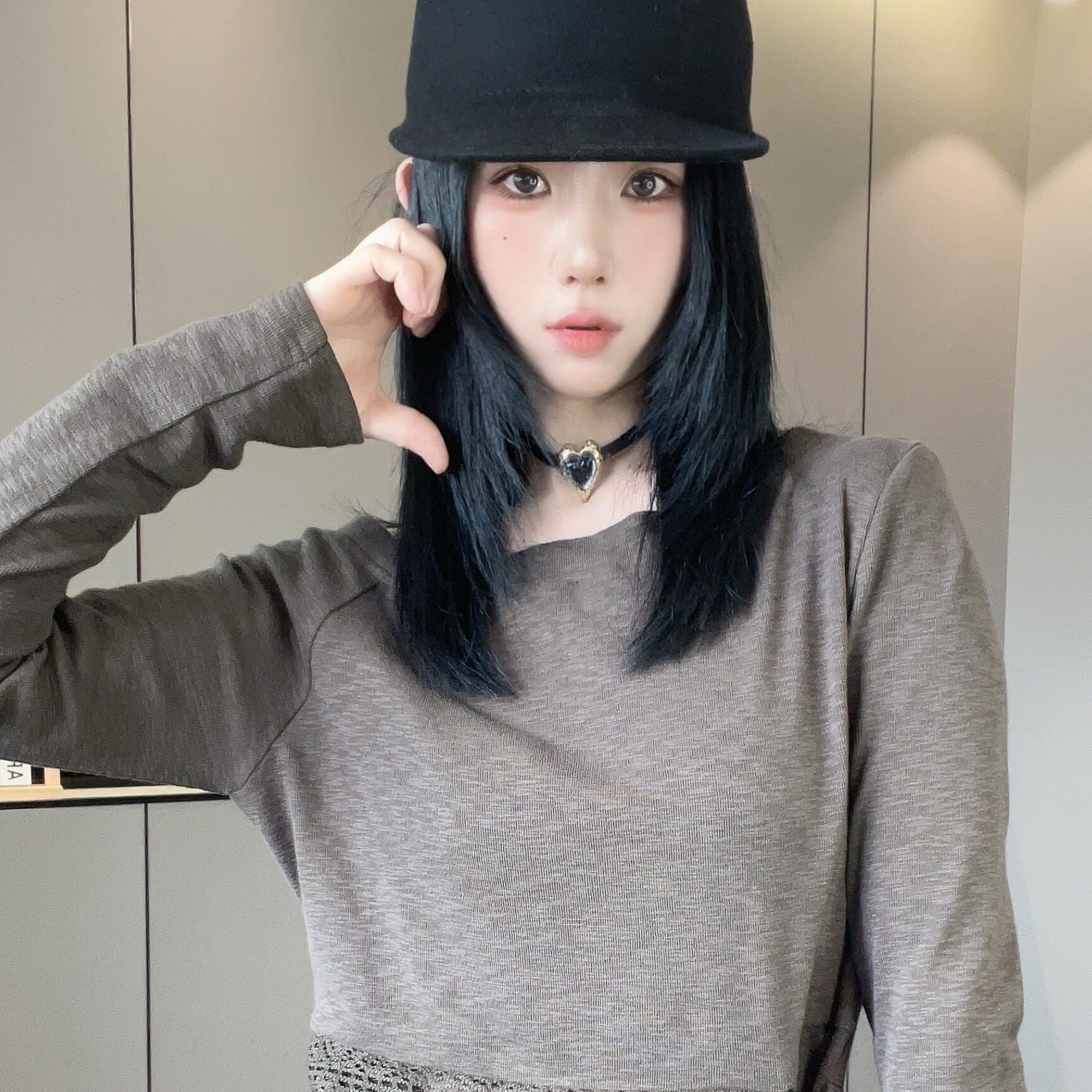 露肩长袖T恤蕾丝针织腰封休闲长裤套装两件套女2026早秋新款女装