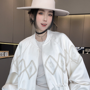 饰收腰显瘦立领拉链长袖 欧洲站纯色重工装 上衣 新款 风衣女2026春季