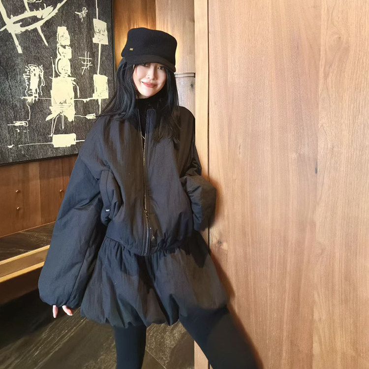 拉链长袖外套高腰花苞裙半身裙短裙棉服套装两件套女2025冬季新款,女装/女士精品,棉衣/棉服,淘宝优惠券,粉丝福利购,淘宝优惠卷