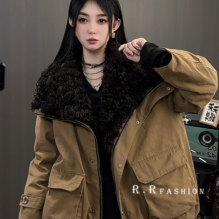 毛领派克鹅绒羽绒服女2025秋冬新款欧洲站欧货派克服外套长袖上衣