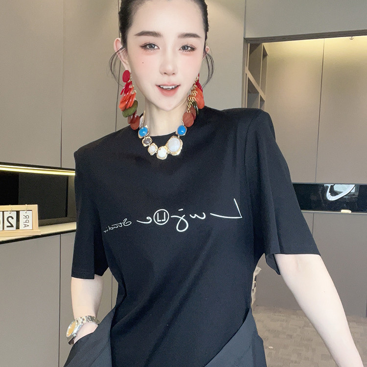 短袖连衣裙女2026夏季新款拼接假两件拉链腰封T恤裙半袖圆领裙子