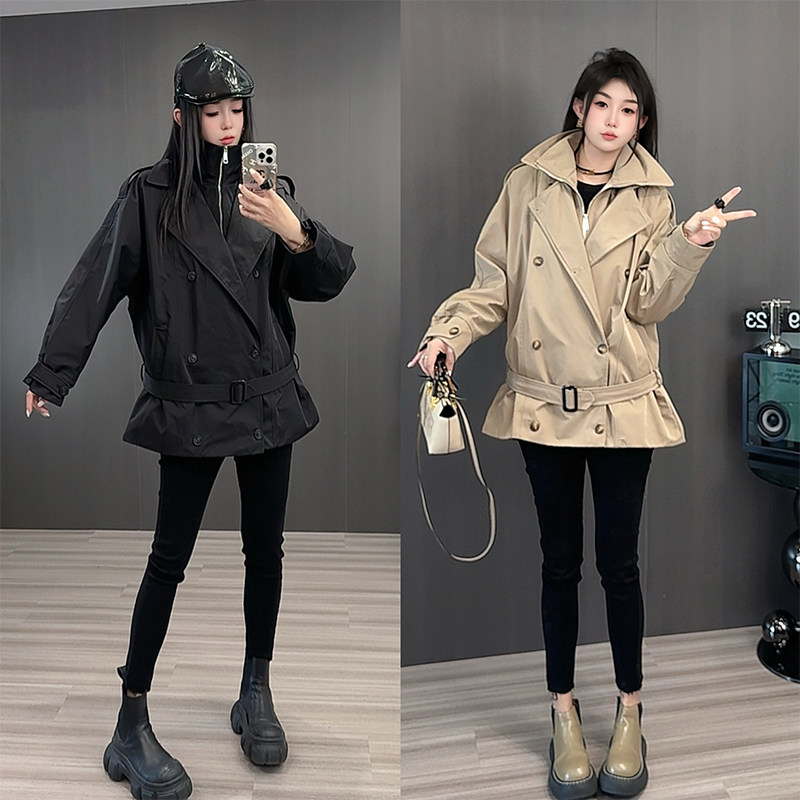 "伦敦晨雾"风衣女2026秋季新款设计感纯色腰带收腰外套长袖上衣