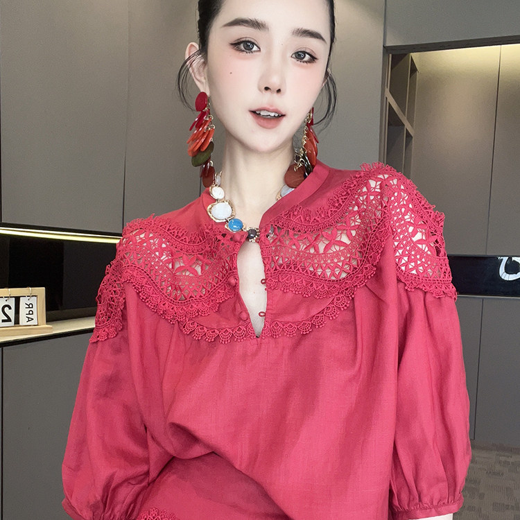 蕾丝拼接短袖上衣高腰半身裙短裙纯色套装两件套女2026夏季新款