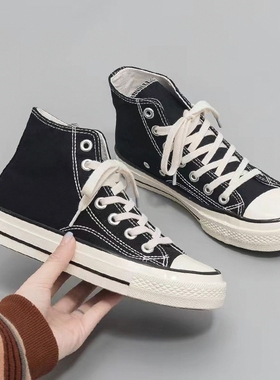 复古1970s高帮帆布鞋女鞋原宿风2025春秋季新款百搭学生校园板鞋