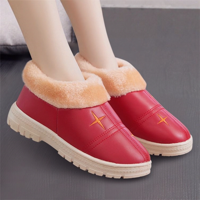 2025冬季棉拖鞋男包跟防水保暖厚底加绒室内皮面家居棉鞋女毛毛鞋