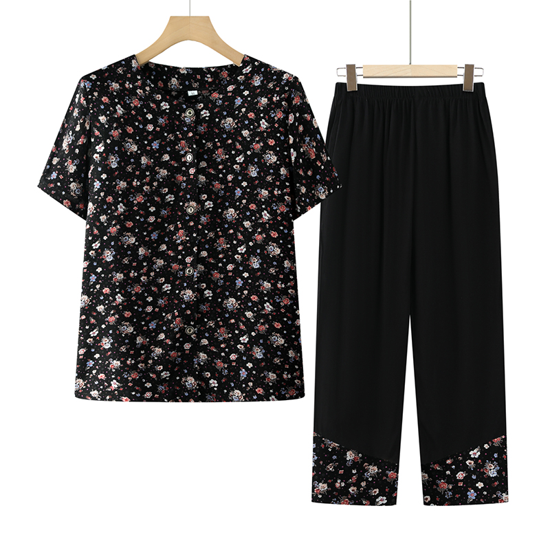 洋气奶奶短袖岁套装衣服妈妈衬衫夏装60女70夏季老太太上中老年人