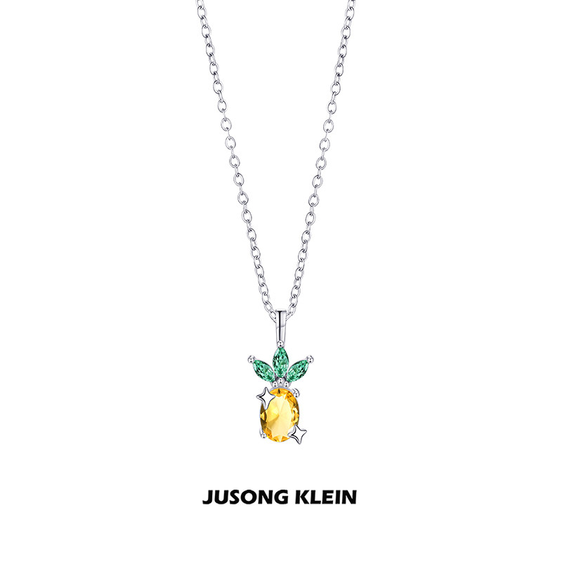 Jusong Klein 钛钢项链 夏日海边系列菠萝项链女轻奢水果锁骨链
