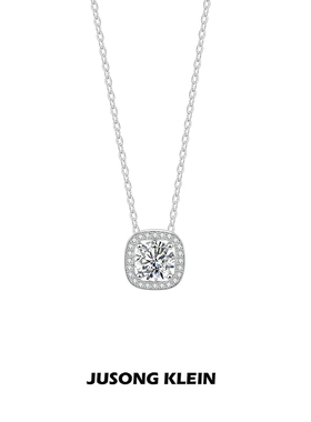 JUSONG KLEIN轻奢方糖项链女气质ins几何钛钢锁骨链送女友闺蜜