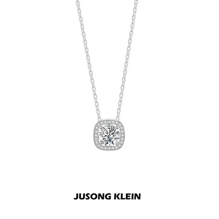 JUSONG KLEIN轻奢方糖项链女气质ins几何钛钢锁骨链送女友闺蜜