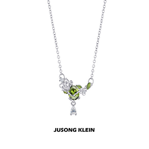 Jusong klein 钛钢项链 春日蝴蝶系列花朵项链女简约小花锁骨链
