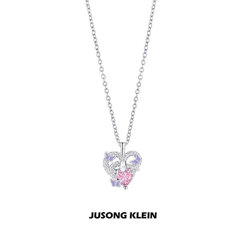 Jusong klein 钛钢项链 生肖蛇系列爱心蛇项链轻奢气质心形锁骨链