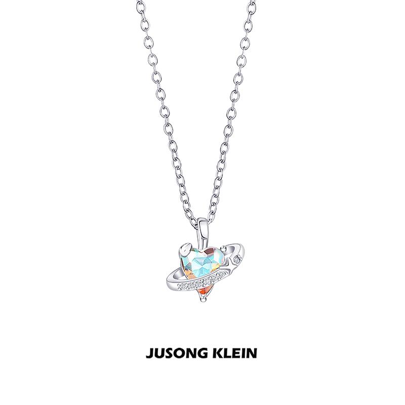 Jusong klein 钛钢项链 生肖蛇系列爱心蛇项链女轻奢心形锁骨链