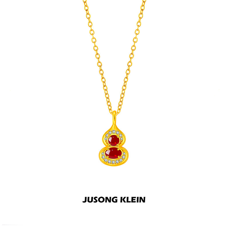 Jusong klein 钛钢项链 新年系列红色葫芦项链女新中式复古锁骨链