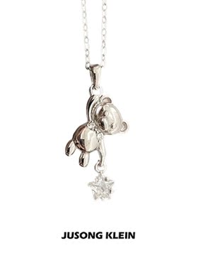 JUSONG KLEIN趣味摘星小熊项链女轻奢小众ins星星锁骨链