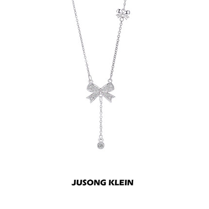JUSONG KLEIN流苏蝴蝶结项链女轻奢小众设计锁骨链送闺蜜生日礼物