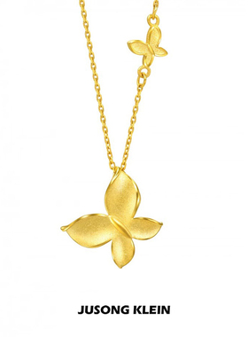Jusong klein 钛钢项链 金色蝴蝶项链女小众轻奢小福蝶气质锁骨链
