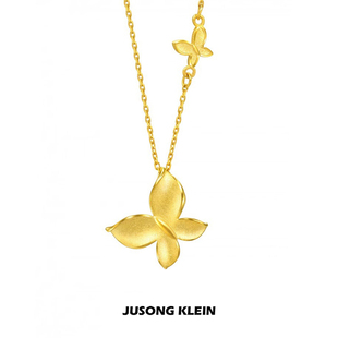 Jusong klein 钛钢项链 金色蝴蝶项链女小众轻奢小福蝶气质锁骨链