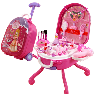 儿童玩具小女孩仿真套装化妆盒品梳妆台公主娃娃宝宝迷你小行李箱