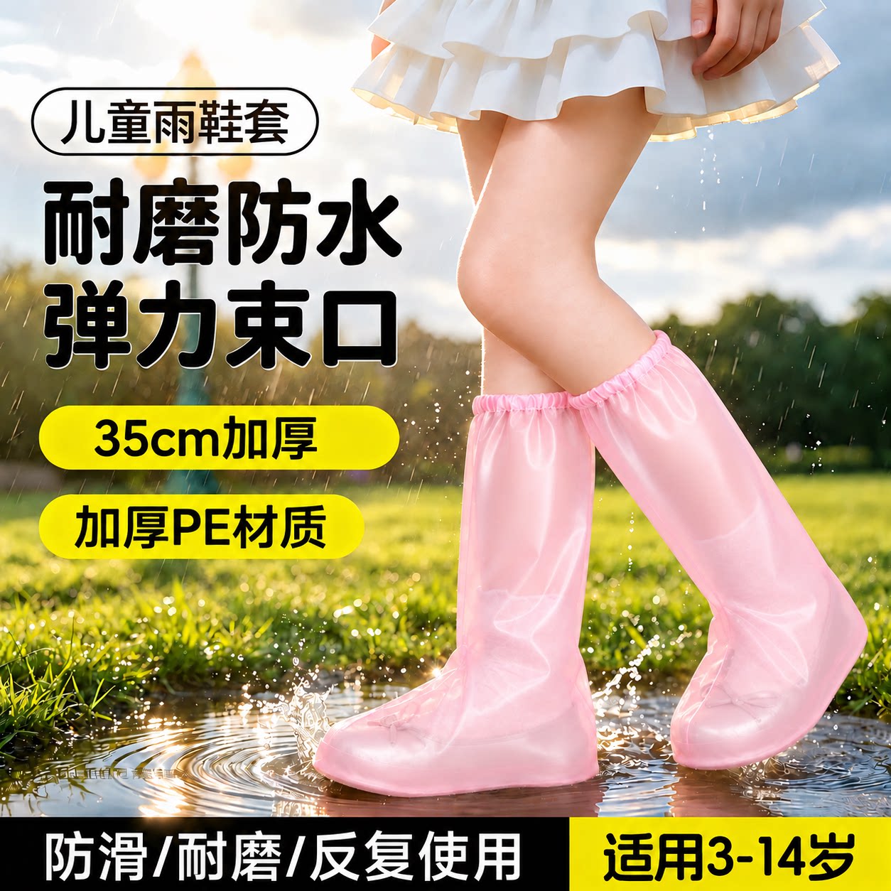 一次性雨鞋套儿童雨天上学专用防水防滑加厚耐磨防雨靴小学生脚套