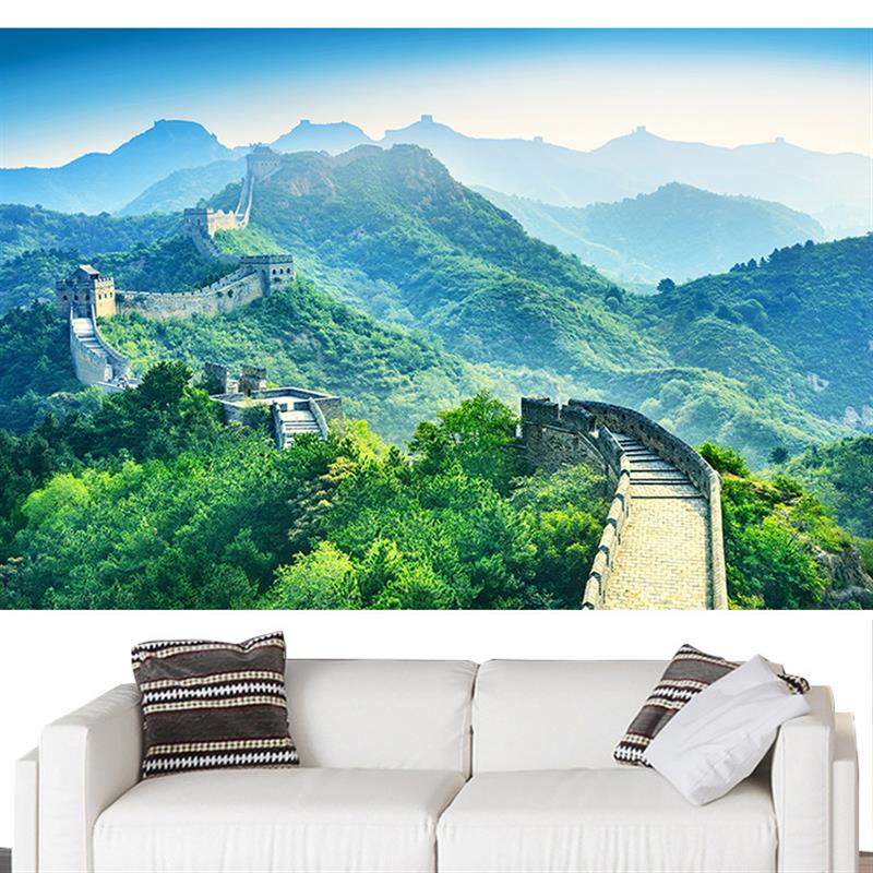 万里长城靠山图装饰画客厅办公室有山无水挂画墙壁招财山水画自粘