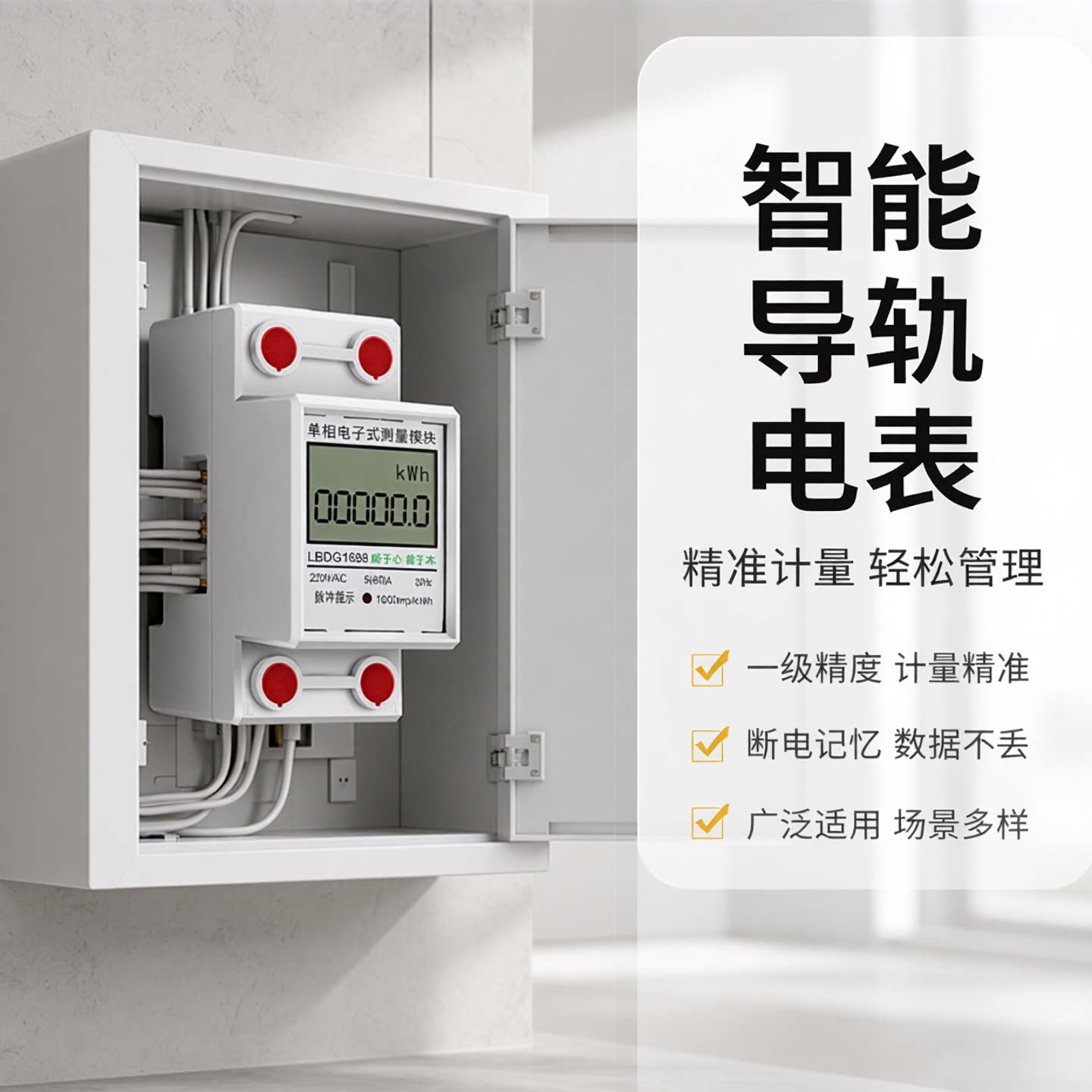单相家用导轨电表220V出租房小型智能电子式电度表空调微型电能表