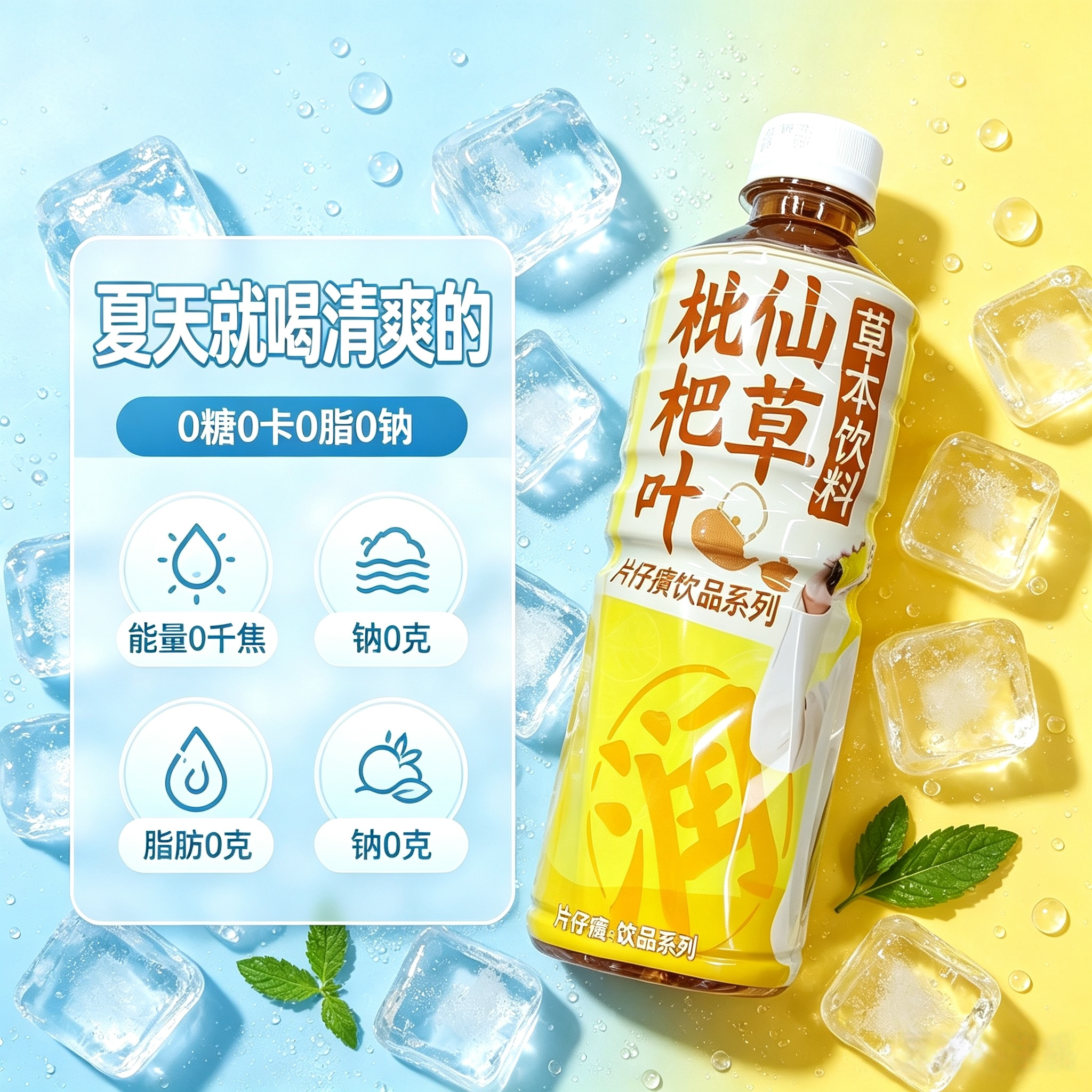 茶活力枇杷叶仙草草本饮料0糖0卡草本凉茶500ml瓶装