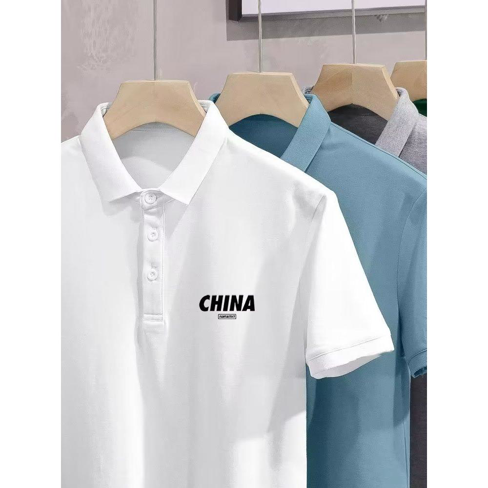 高端polo衫男短袖保罗t恤潮牌大码男装胖子翻领新款宽松黑色半袖