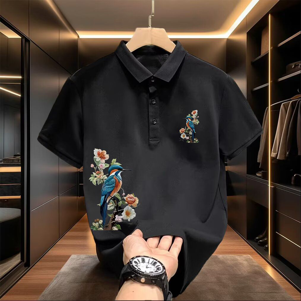 国潮中国风短袖polo衫男款夏季潮牌宽松痞帅高级感翻领半袖体恤男
