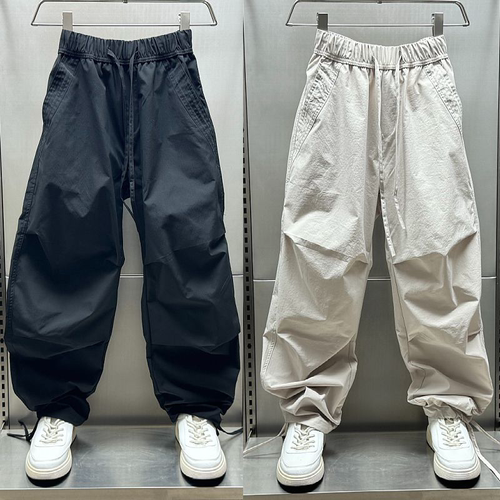 夏季薄款弯刀休闲长裤男士时尚百搭宽松直筒阔腿速干运动裤伞兵裤
